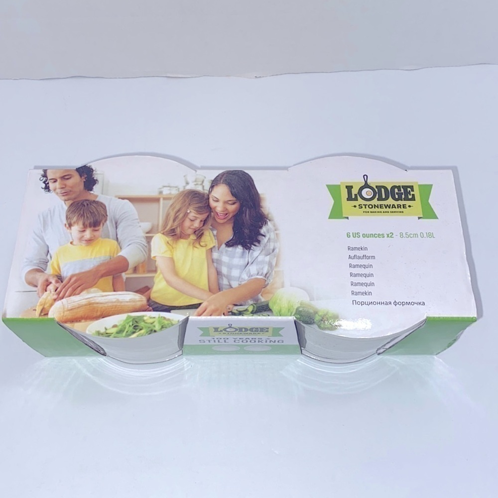 Lodge Stoneware Baking and Serving Ramekin Cups 2 White 6 Oz.